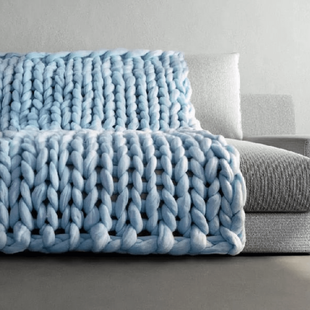 Plaid Céleste en Grosse Maille 100x100 cm