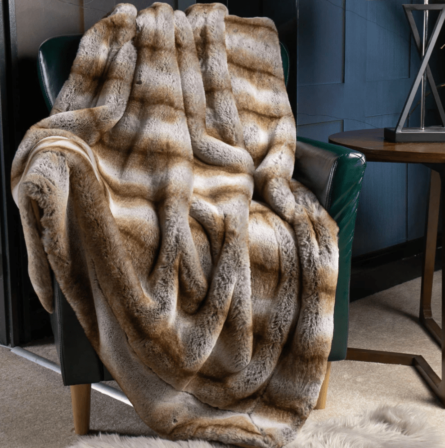 Plaid en Fausse Fourrure Marron Chaud 125x150 cm