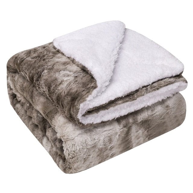 Plaid Luxe en Imitation Fourrure Taupe 150x125 cm