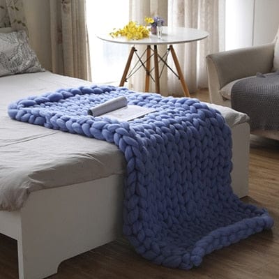 Plaid Tricot Bleu - Collection Cosy Chic 150x200 cm