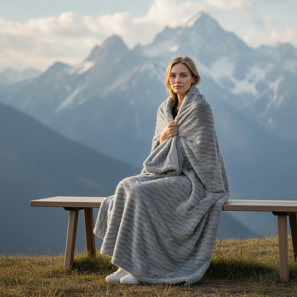 Plaid fausse fourrure Gris dedente douceur polaire 150x200 - justaplaid