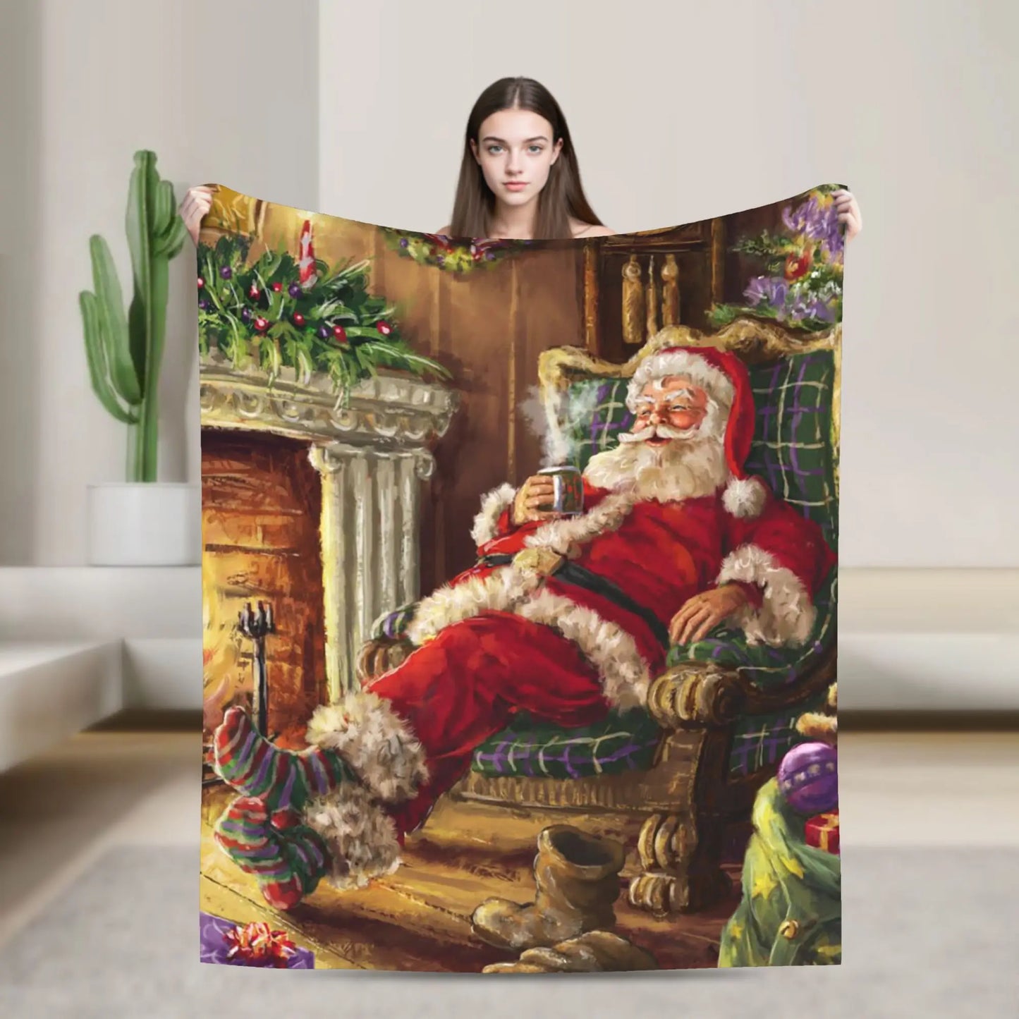 Plaid Noël Papa Noël Santa Rouge