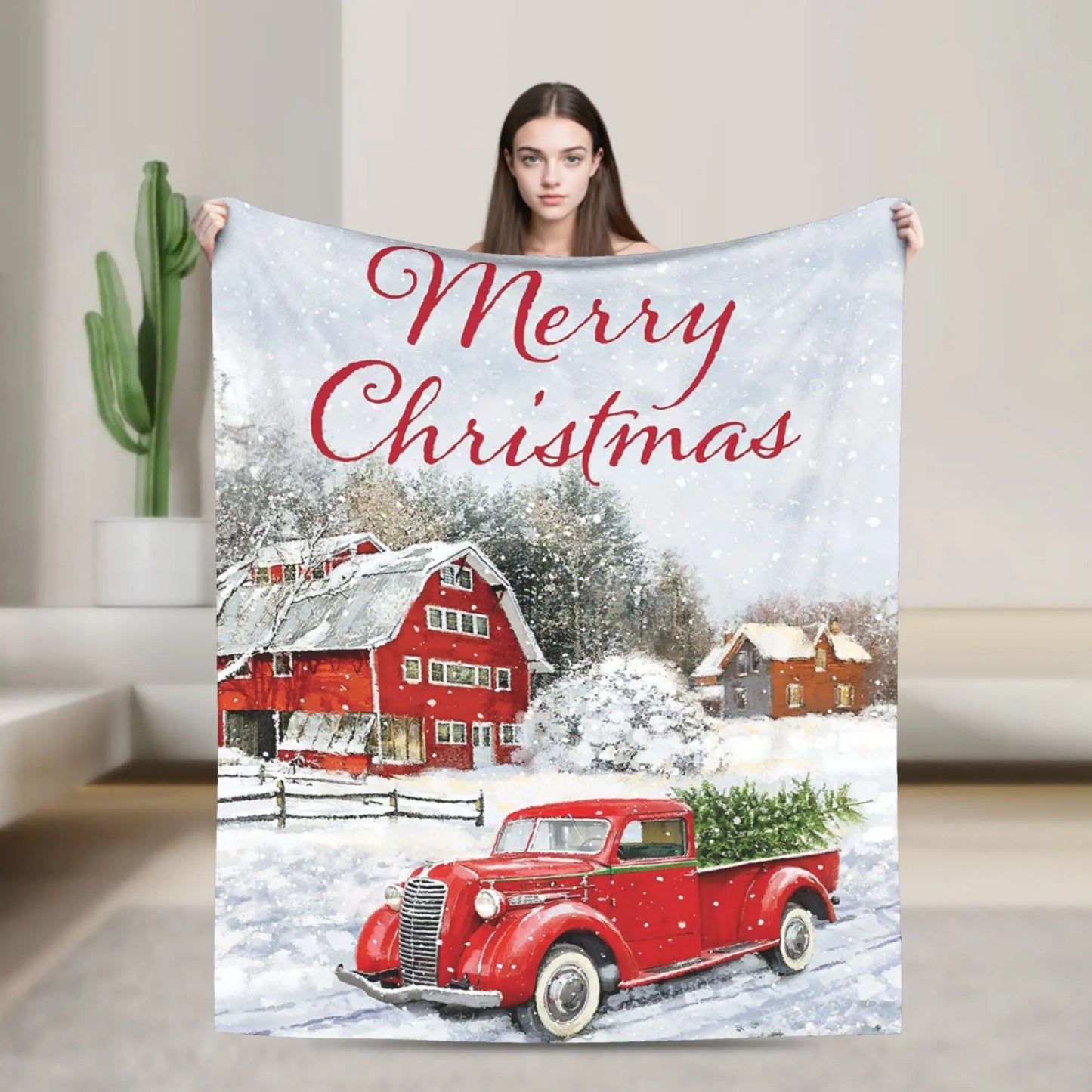Plaid Noël Vintage Fermette Rouge