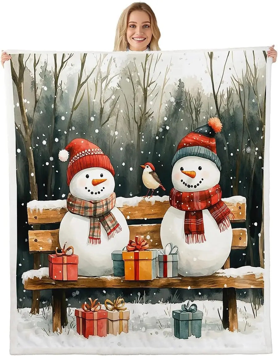 Plaid Noël Bonhomme de Neige Neigou le Rigolo d’Hiver