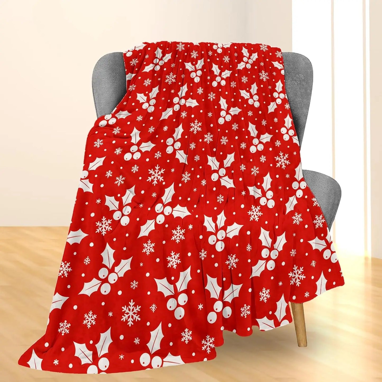 Plaid Noël Feuille de Gui Lilly Enchantée