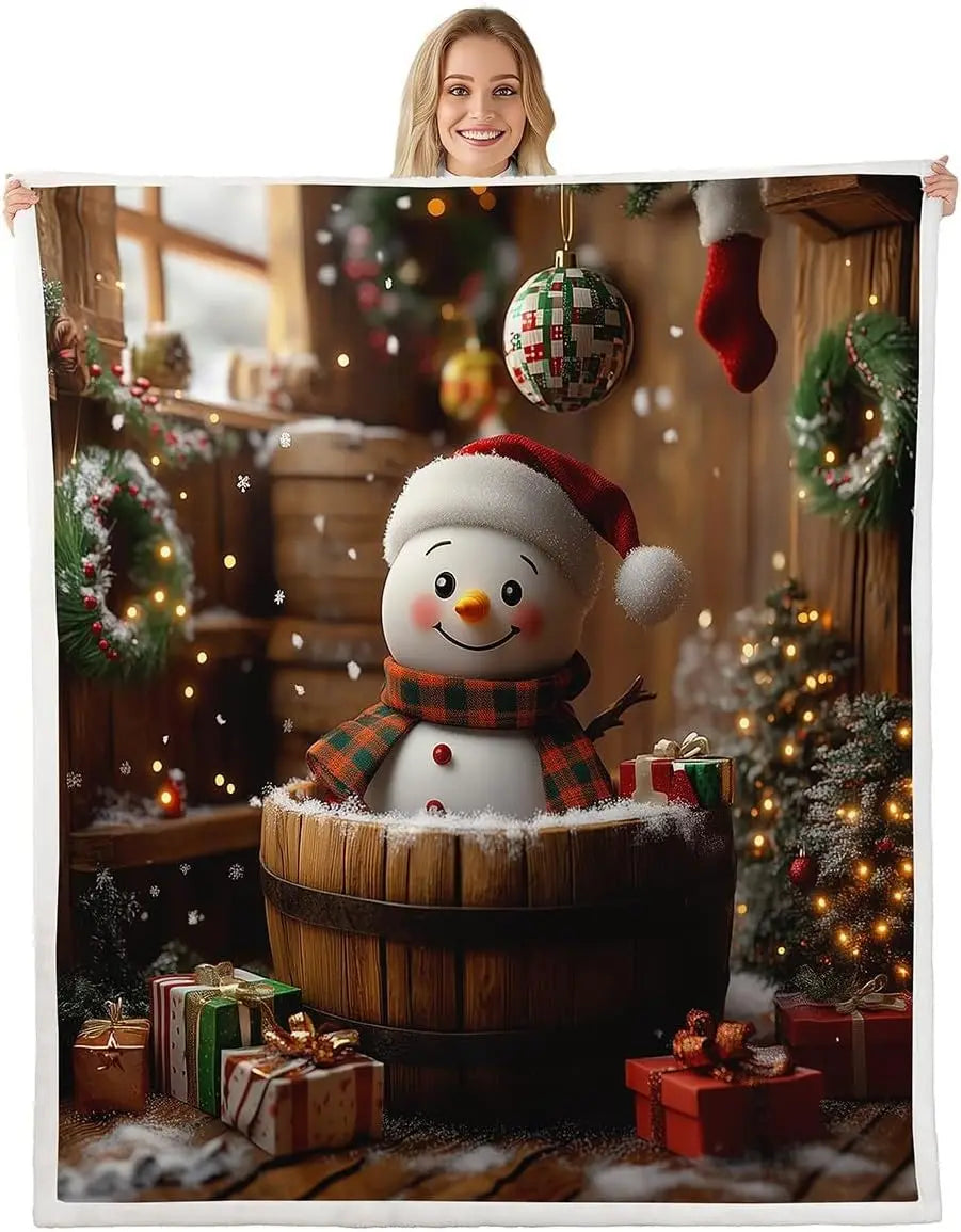 Plaid Noël Bonhomme de Neige Neigelik le Joyeux Festif