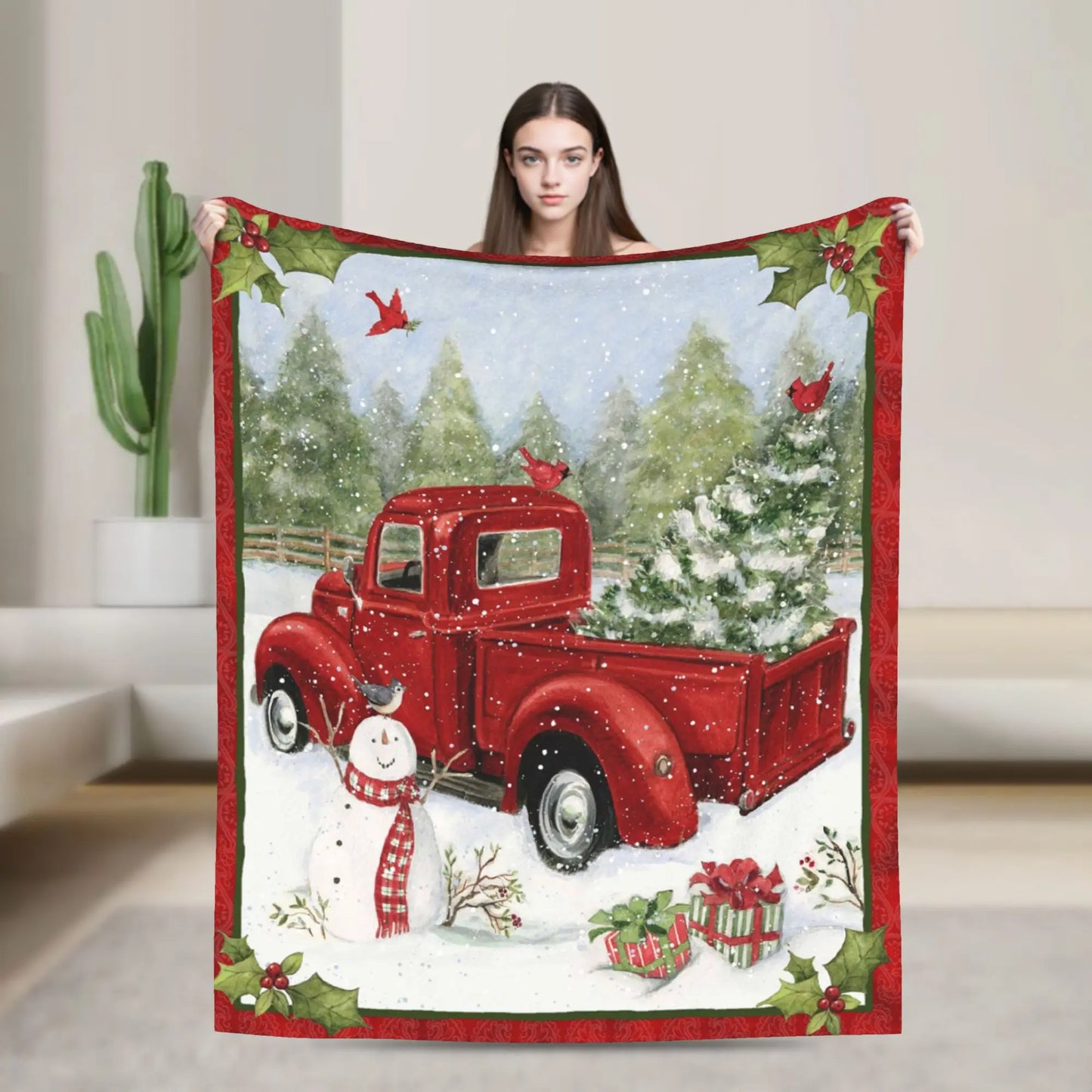Plaid Auto Noël Ancienne Rouge