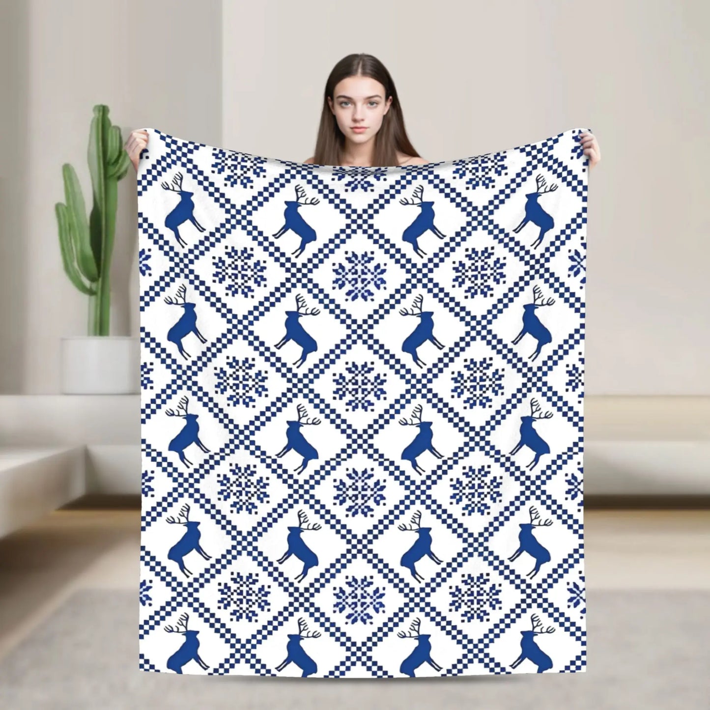 Plaid Neige Cerfs Ali Hivernaux