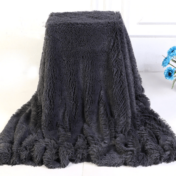 Plaid Luxe en Fausse Fourrure Anthracite Anthracite / Taille M - 130x160 cm