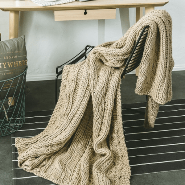 Plaid en Laine Irlandaise Beige de Luxe Beige / 120x150 cm