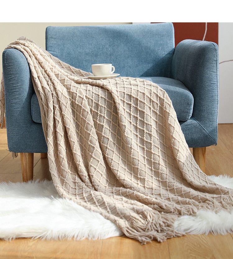 Plaid Scandinave Beige Poudré - Collection Nordique Beige / 125x170 cm