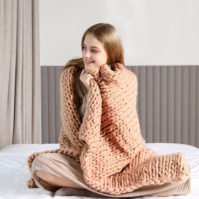 Plaid en Grosse Maille Beige Clair Beige Clair / Taille S/M - 100x150 cm