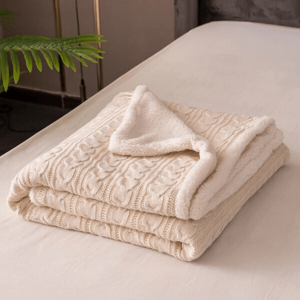 Plaid en Laine Polaire Beige Luxe Beige / Taille M - 120x180 cm