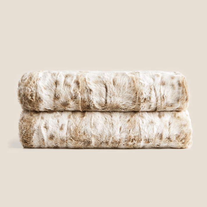 Plaid Fausse Fourrure | Félin Fauve Beige / Taille M - 130x160 cm