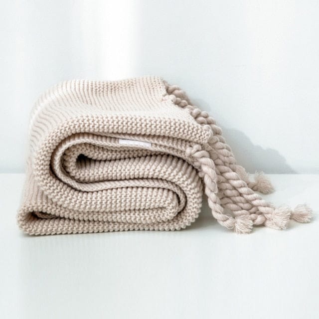 Plaid en Laine de Portugal - Beige Beige / Taille M - 130x170 cm