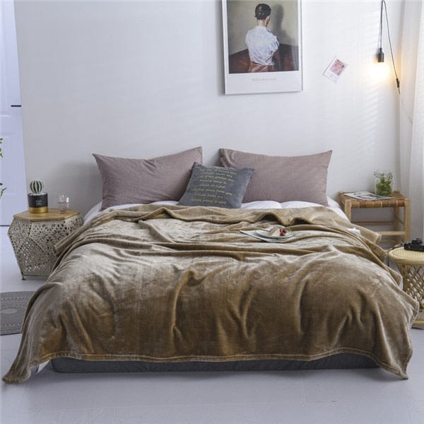 Plaid Polaire de Luxe en Beige Beige / Taille S/M - 100x150 cm