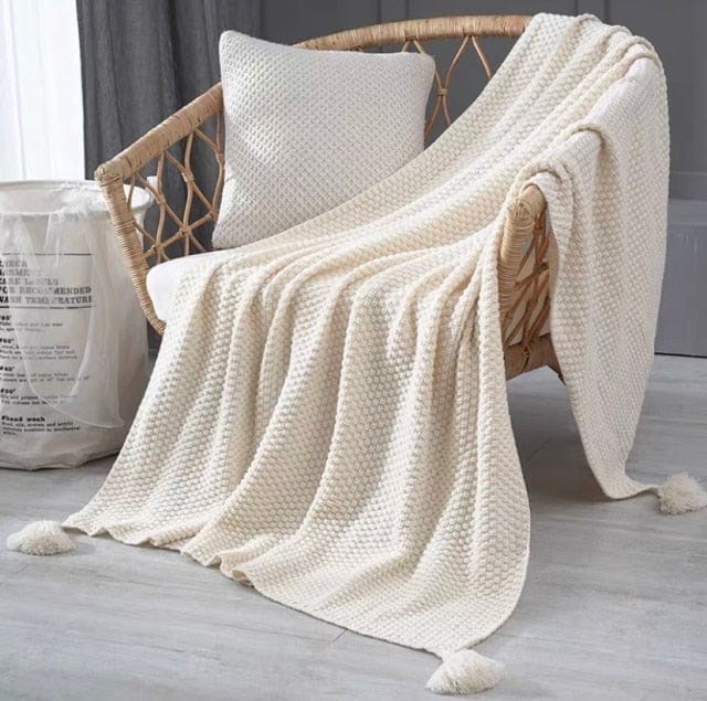 Plaid Laine Vierge Blanc - Collection Prémium Blanc / 110x150 cm