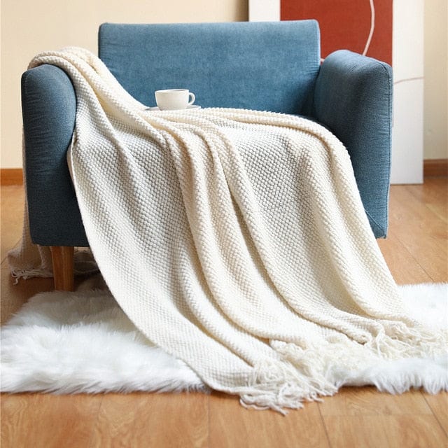 Plaid en Laine Pure Blanc / 125x170 cm