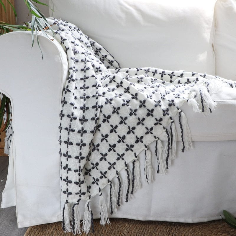 Plaid Nordique tendance bicolore Blanc / 125x170 cm
