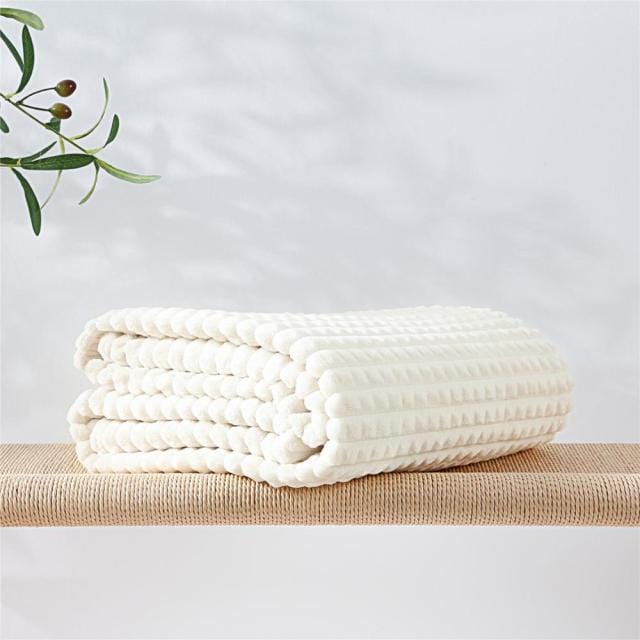 Plaid Polaire Luxe pour Canapé Blanc Blanc / 130x150 cm