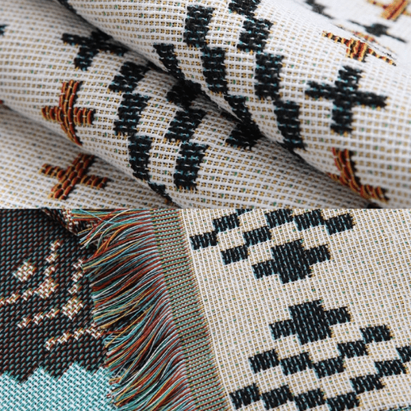 Plaid Indien Rétro Chic Blanc / 90x150 cm