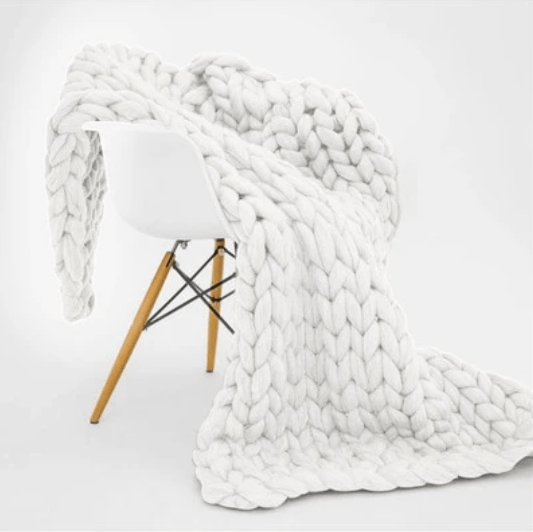 Plaid Grosse Maille Blanc - Collection Cocooning Blanc / Taille M - 100x120 cm