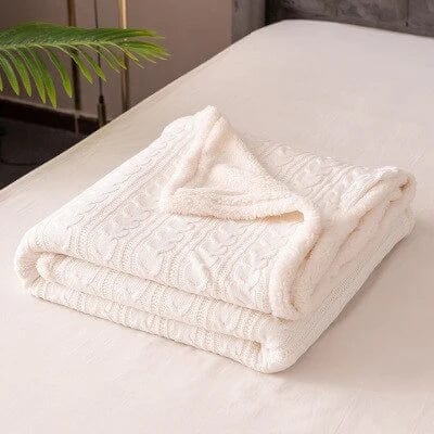 Plaid Blanc en Laine Polaire Cosy Blanc / Taille M - 120x180 cm