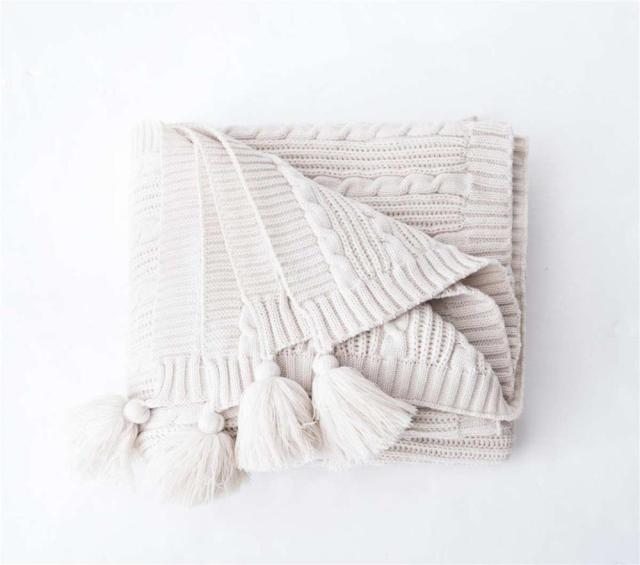 Plaid Torsadé en Laine Blanc Brillant Blanc / Taille M - 130x160 cm