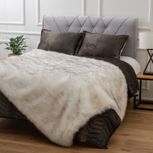 Plaid Fausse Fourrure de Renard Blanc / Taille M - 130x170 cm