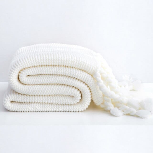 Plaid Laine Portugal Blanc - Collection Portugalia Blanc / Taille M - 130x170 cm
