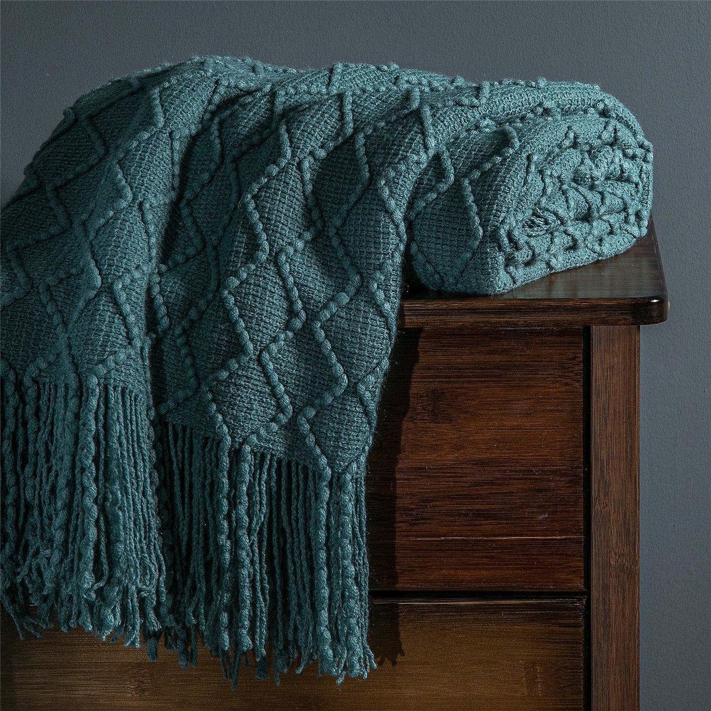 Plaid Laine Bleu Canard - Collection Élégance Bleu Canard / 125x150 cm