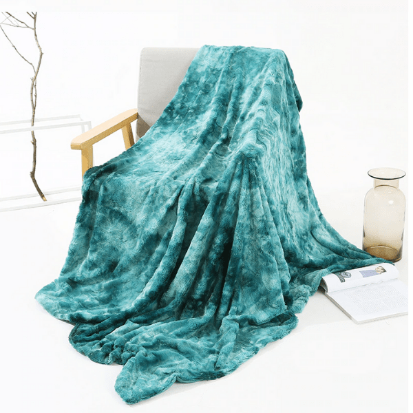 Plaid en Fausse Fourrure Bleu Canard de Luxe Bleu Canard / Taille M - 130x160 cm