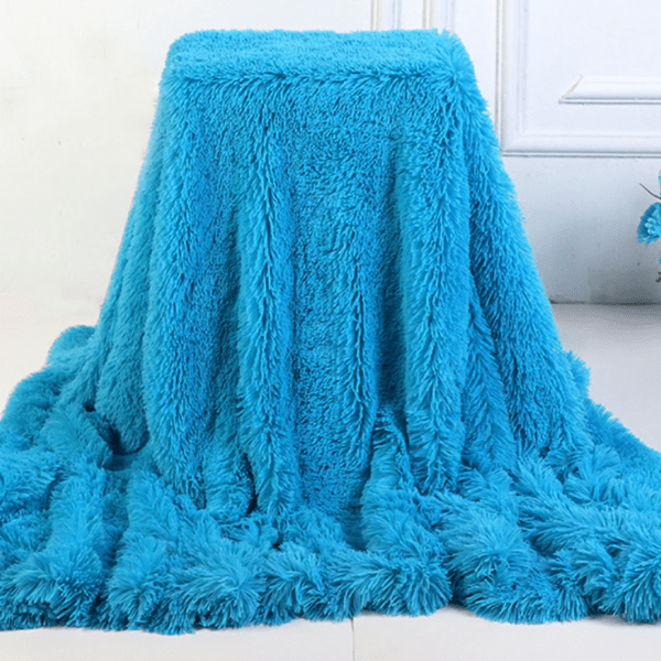 Plaid Fausse Fourrure Bleu Céleste - Collection Sky Blue Bleu Céleste / Taille M - 130x160 cm