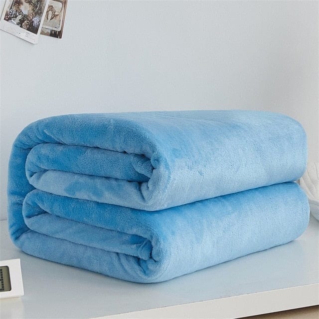 Plaid Polaire Chaud - Bleu Ciel Uni Bleu Ciel / Taille L - 150x200 cm