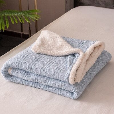 Plaid Laine Polaire Bleu Ciel - Collection Douceur de Ciel Bleu Ciel / Taille M - 120x180 cm