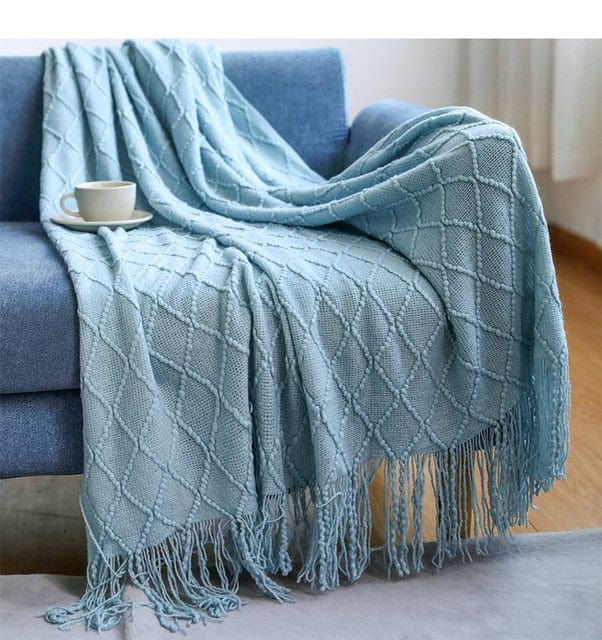 Plaid Scandinave Bleu Bleu Clair / 125x170 cm