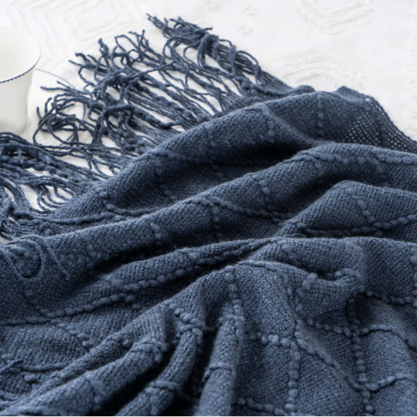 Plaid Laine Élégant Bleu Marine Prestige Bleu Foncé / 125x150 cm