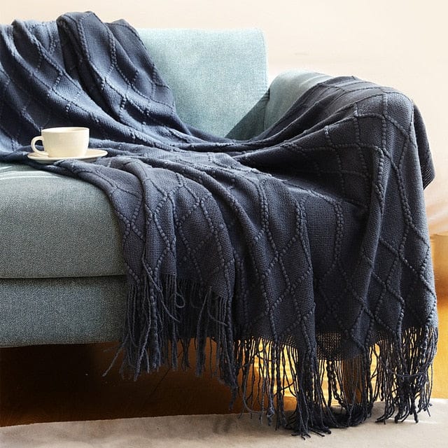 Plaid Scandinave Bleu Bleu Foncé / 125x170 cm
