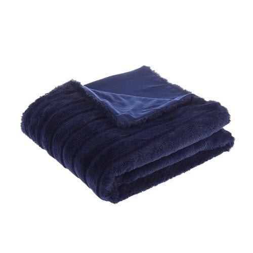Plaid en Fausse Fourrure Chaud Bleu Marine Bleu Marine / 125x150 cm