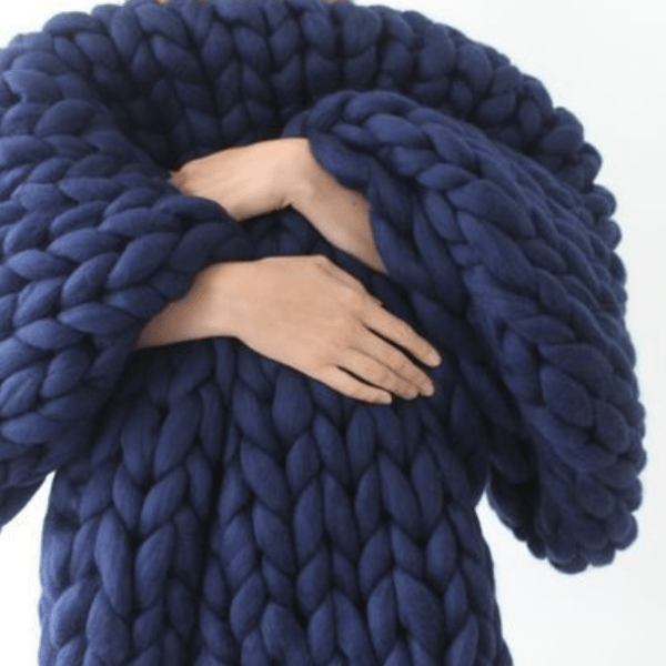 Plaid Grosse Maille Bleu Océan - Collection Mer Éclatante Bleu Océan / 100x100 cm