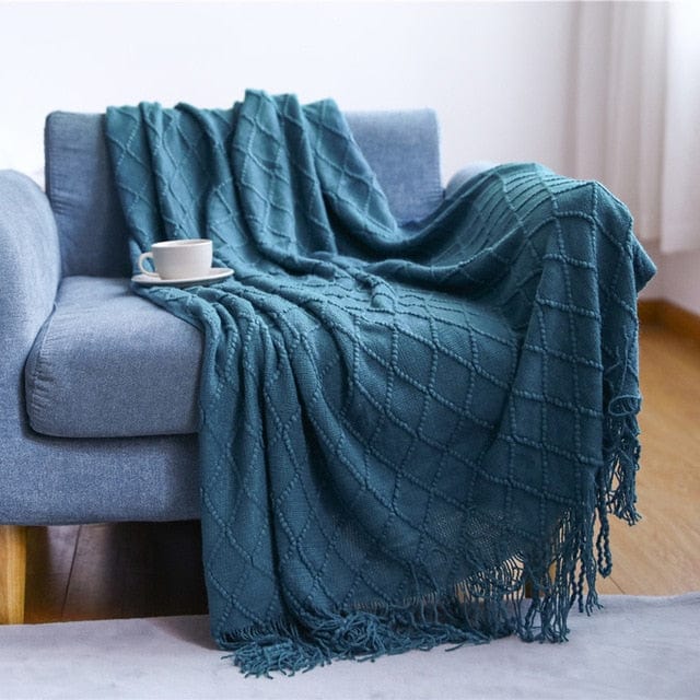Plaid Scandinave Bleu Bleu Océan / 125x170 cm