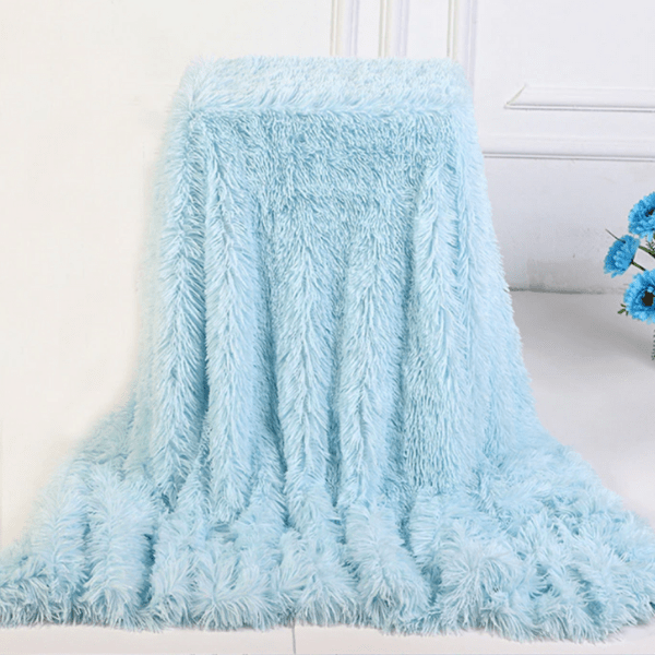 Plaid en Fausse Fourrure Bleu Pastel Bleu Pastel / Taille M - 130x160 cm