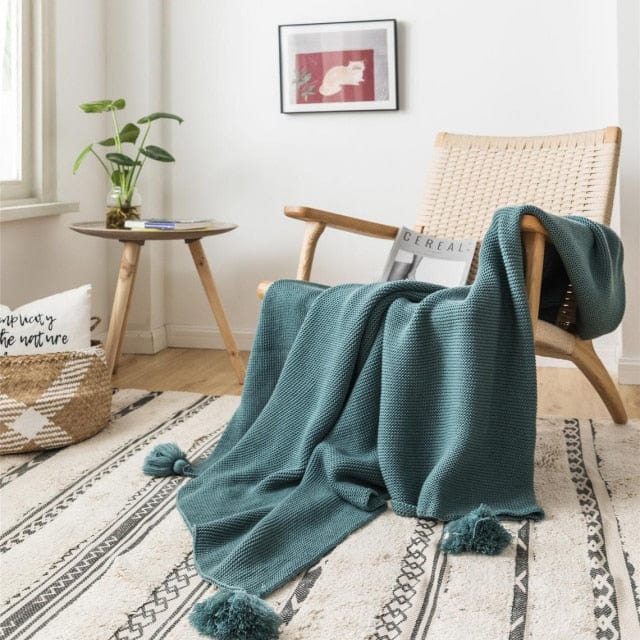 Couverture en Laine Chaude Bleu Pétrole Bleu Pétrole / M-L - 130x160 cm Plaid confort individuel | Fauteuil & sieste