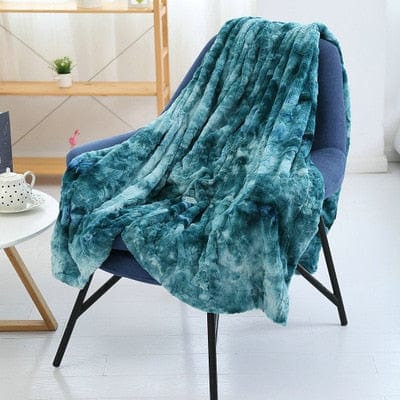 Plaid en Fausse Fourrure Bleue Luxe Bleu / Taille M - 130x160 cm