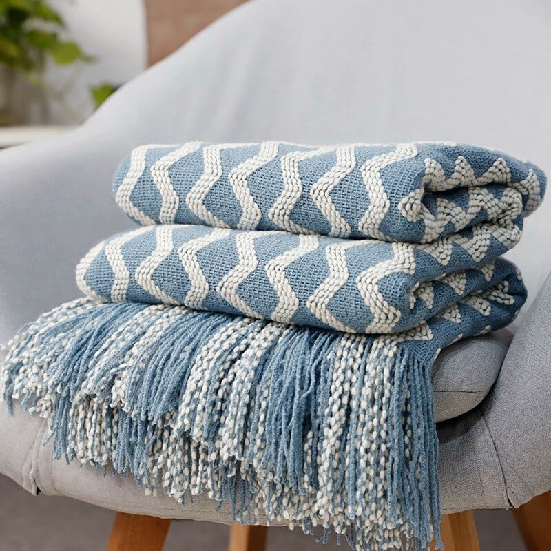 Plaid Norvégien Bleu - Collection Scandinave Bleu / Taille M - 130x170 cm