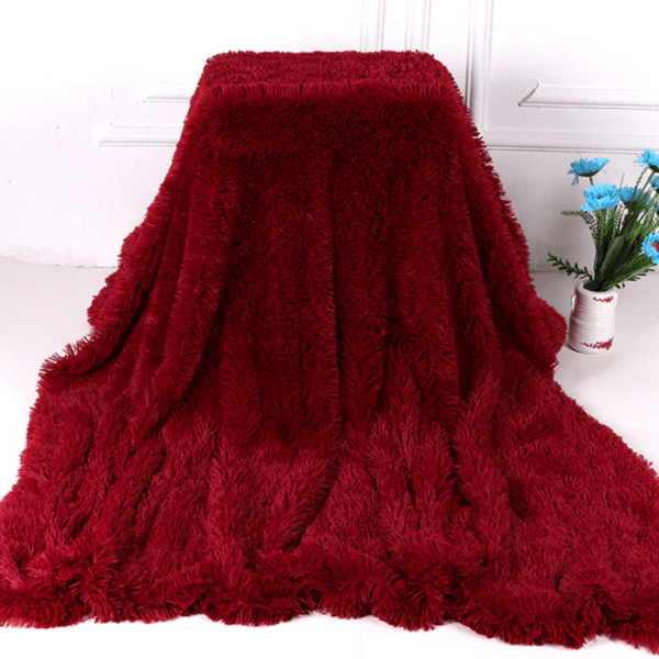 Plaid en Fausse Fourrure Bordeaux Luxe Bordeaux / Taille M - 130x160 cm
