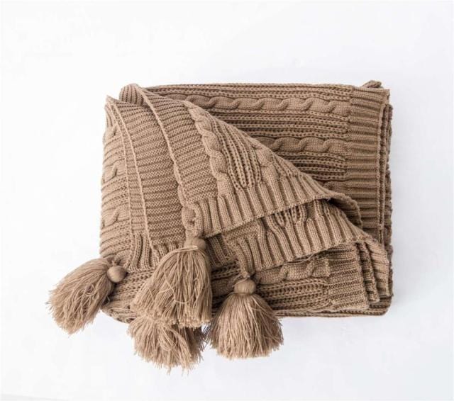 Plaid Laine Torsadée Café Luxe Café / Taille M - 130x160 cm