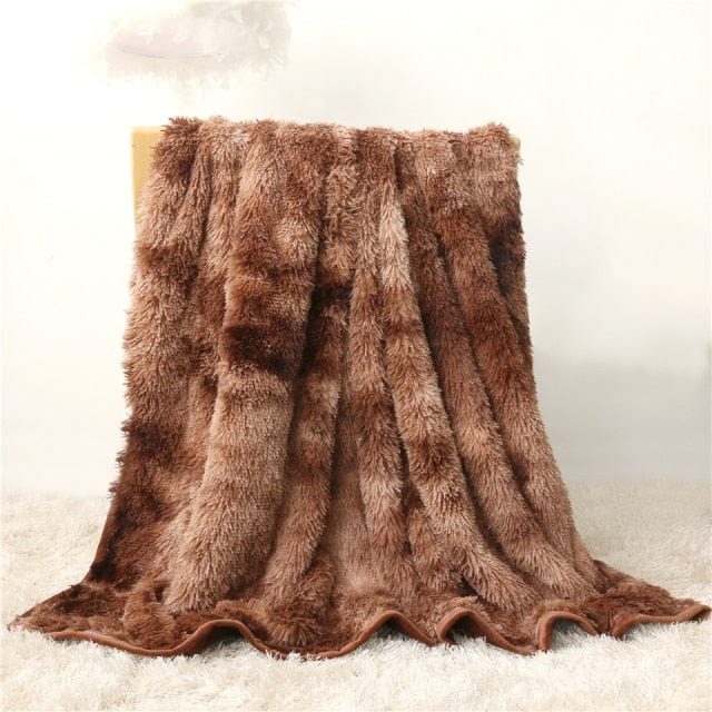 Plaid Luxe en Fausse Fourrure Dégradé Marron Dégradé Marron / Taille M - 130x160 cm