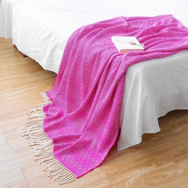Plaid Laine Tricot - Collection Cosy Home Fuchsia Intense / Taille M - 130x170 cm