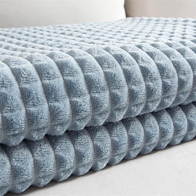 Grand Plaid Polaire Bleu Gris - Édition Spéciale